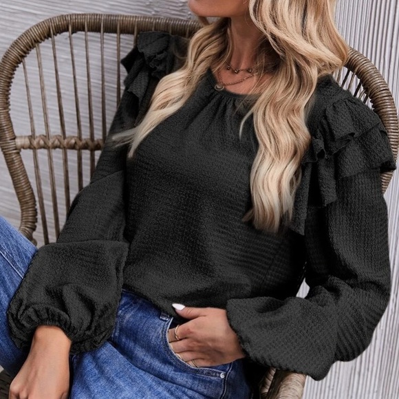 Boho ruffle trim blouse - Picture 15 of 16